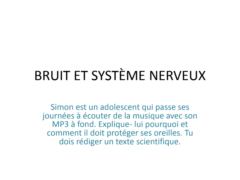 LES EFFETS DU BRUIT SUR L'AUDITION