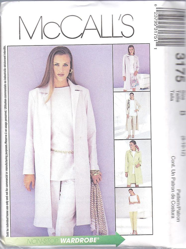 UNCUT McCalls Sewing Pattern Misses Coat Top Pants Skirt Tie Belt 3175 OOP NEW