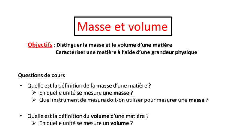 Exercices Corrigés De Mesure De Masse Et De Volume 6ème