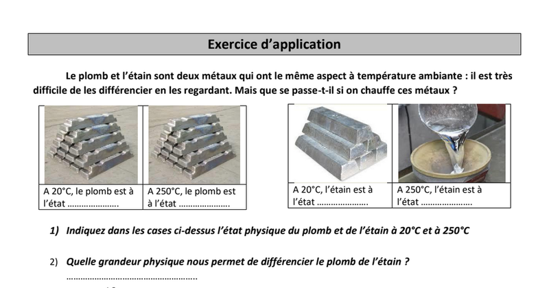 Exercices Sur Les états Physiques De La Matière 6ème Pdf