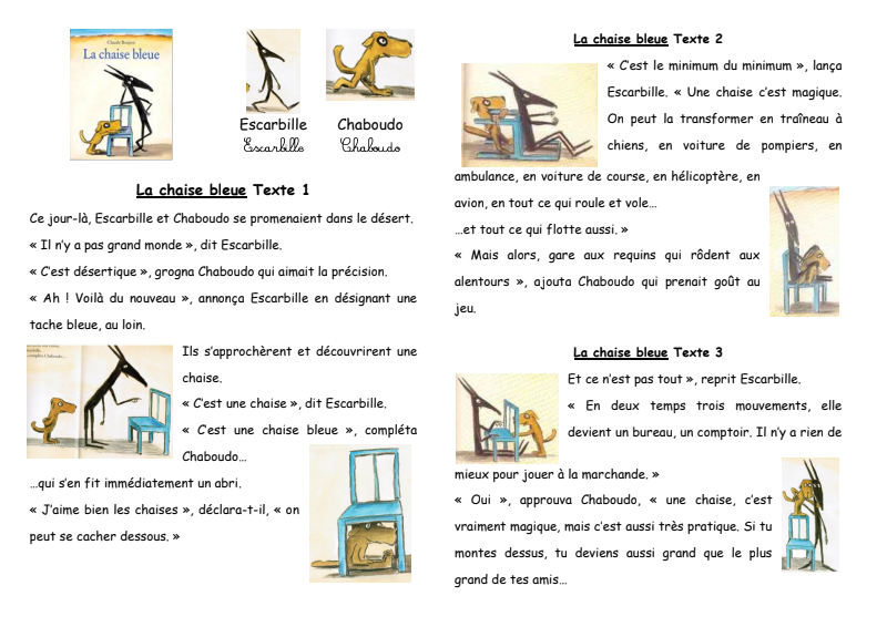 Projet 5 j « La chaise bleue » de Claude BOUJON